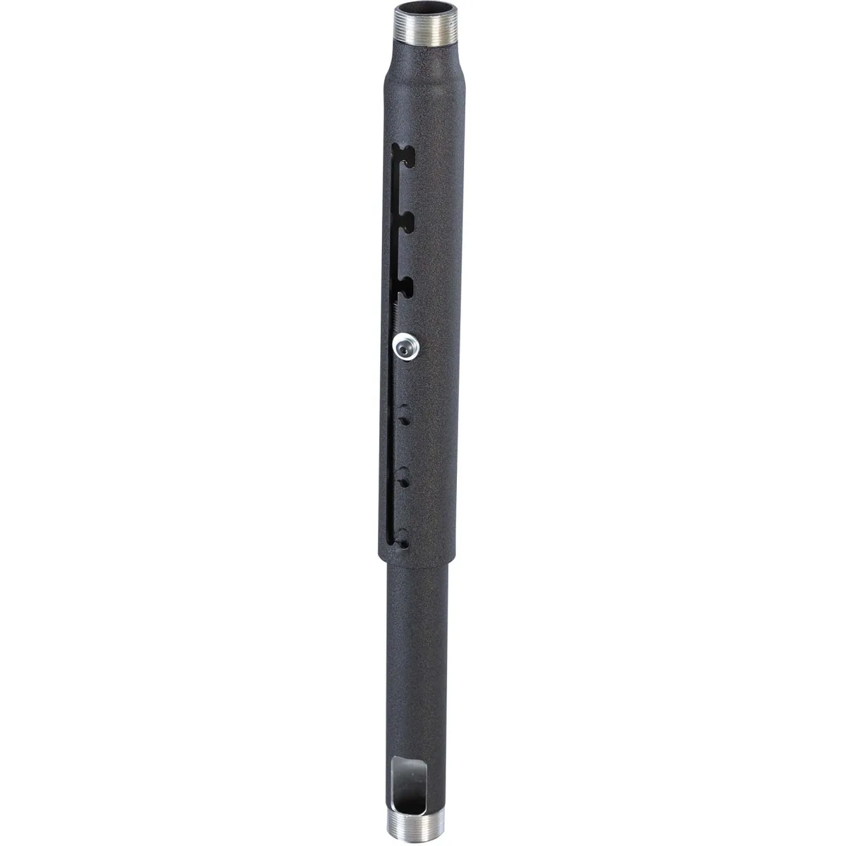 Black adjustable extension column, 12 to 18 inches, knurled finish with cable exit port