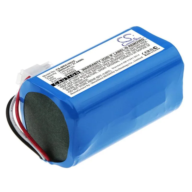 Rectangular replacement battery pack with label showing model RX1-SJQL0