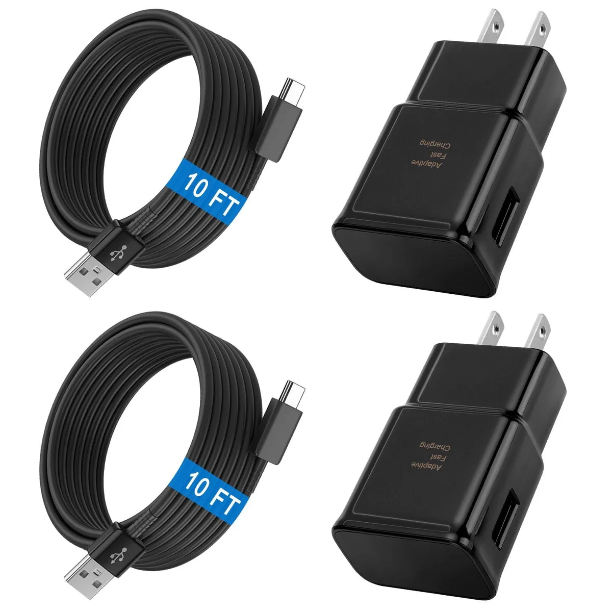  GE USB to USB-C Charging Cable 10 ft Black 2-Pack — product photo
