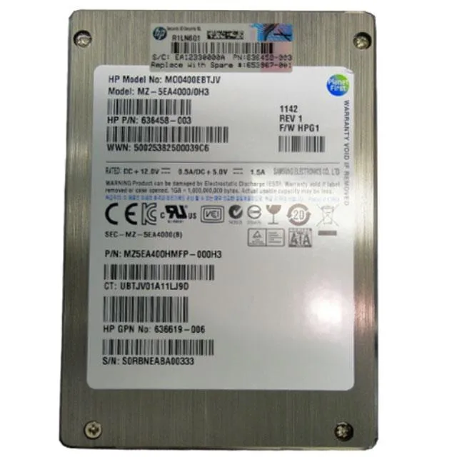 HP HP 400GB 2.5" SATA 3.0Gb/s internal hard drive 653967-001 — product photo