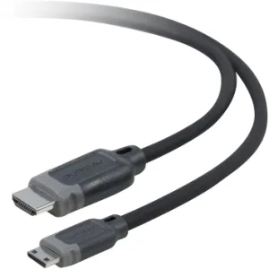 Black cable with HDMI Mini Type C and Type A connectors, 6 ft