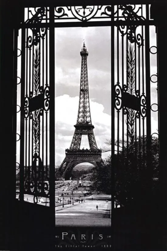 Poster print of the Eiffel Tower dated 1909, 22 by 34 inches, rolled in tube