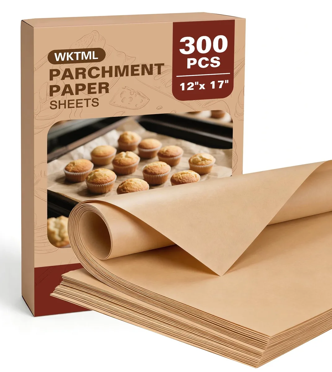 Stack of 300 pre-cut parchment sheets 12 by 17 inches