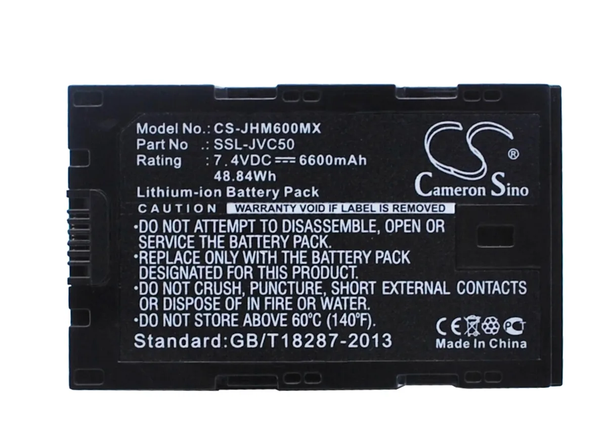 Rectangular black battery pack with gold contacts and Cameron Sino branding
