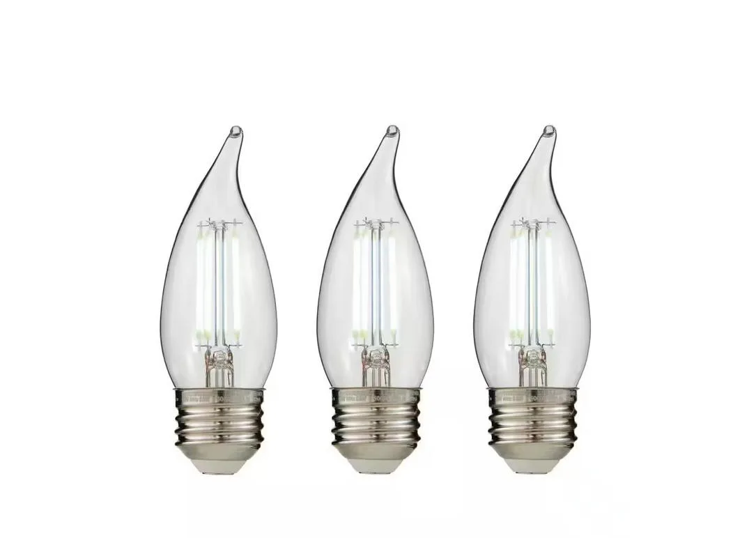Three clear BA11 LED bulbs with visible filaments in a pack