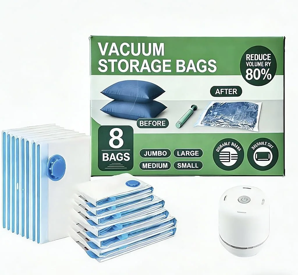  LICOZYVE Jumbo 80*100 Vacuum Storage Bags 8-Pack Green — product photo