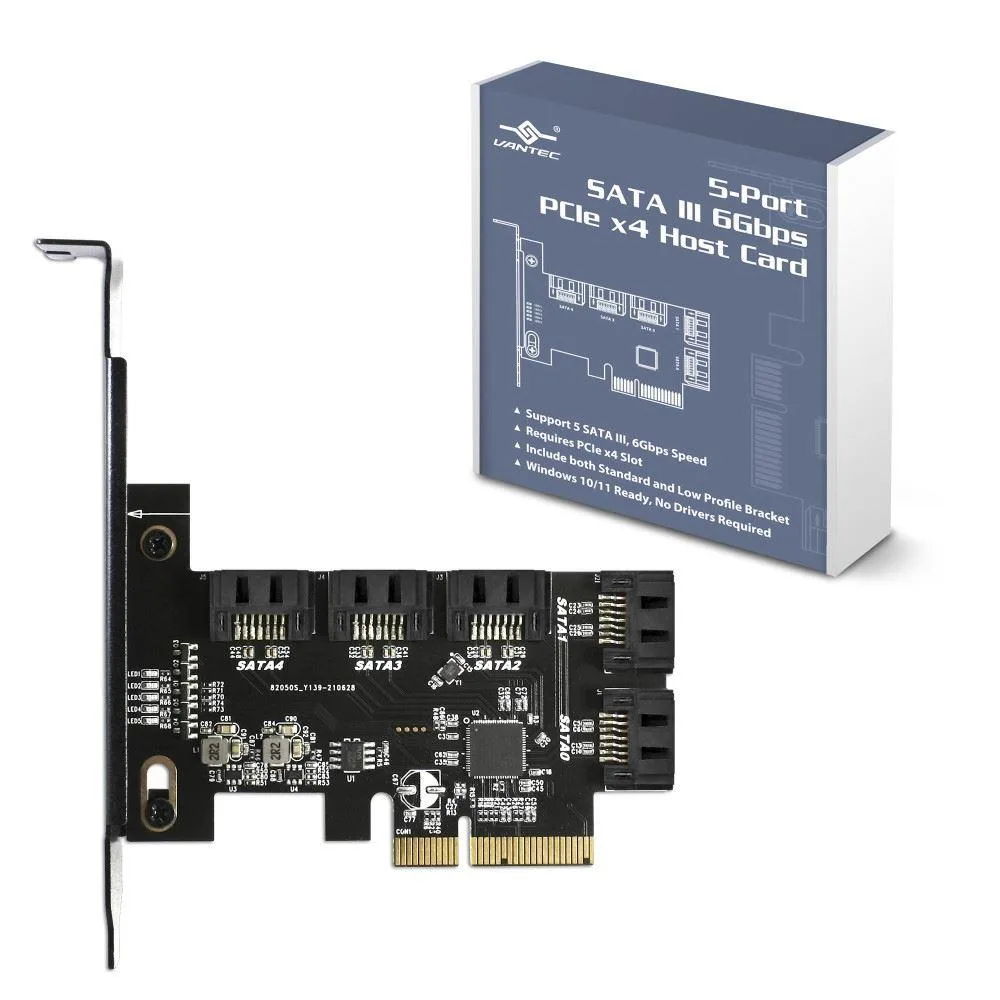 Vantec Vantec UGT-ST655 5-Port SATA III 6Gbps PCIe x4 expansion card — product photo