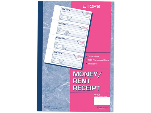 TOPS TOPS 46808 Receipt Book Three-Part Carbonless 100 Sets — product photo