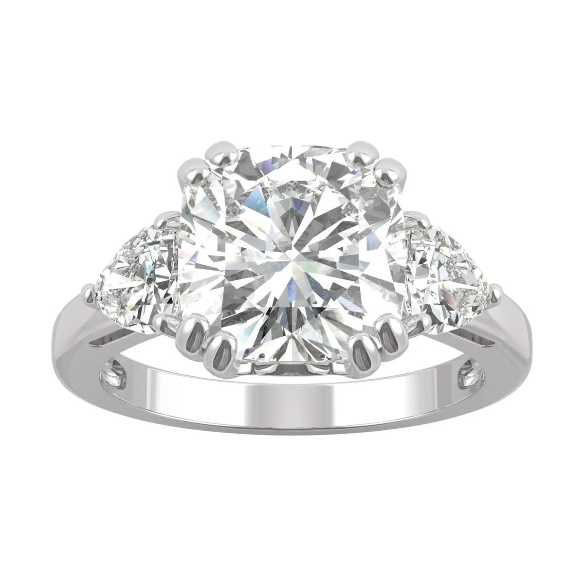 Charles &amp; Colvard Charles &amp; Colvard 9.5mm Cushion Moissanite 14K White Gold Engagement Ring Size 5 5.00cttw DEW — product photo