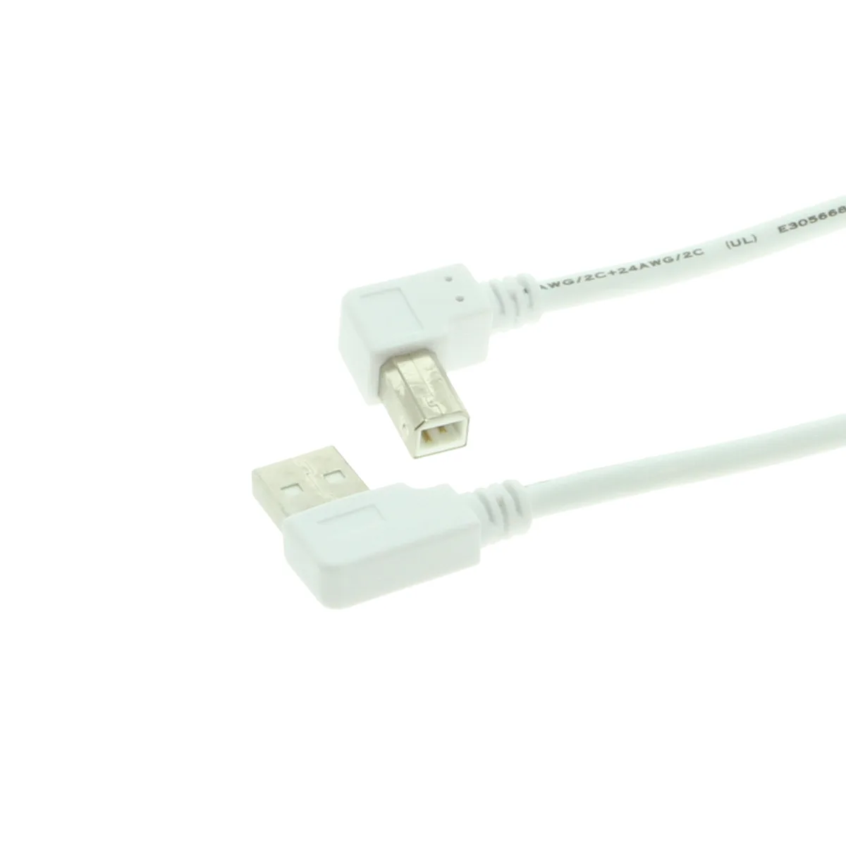 CableMAX CableMAX USB 2.0 A Right Angle to B Right Angle White Cable 3 ft — product photo