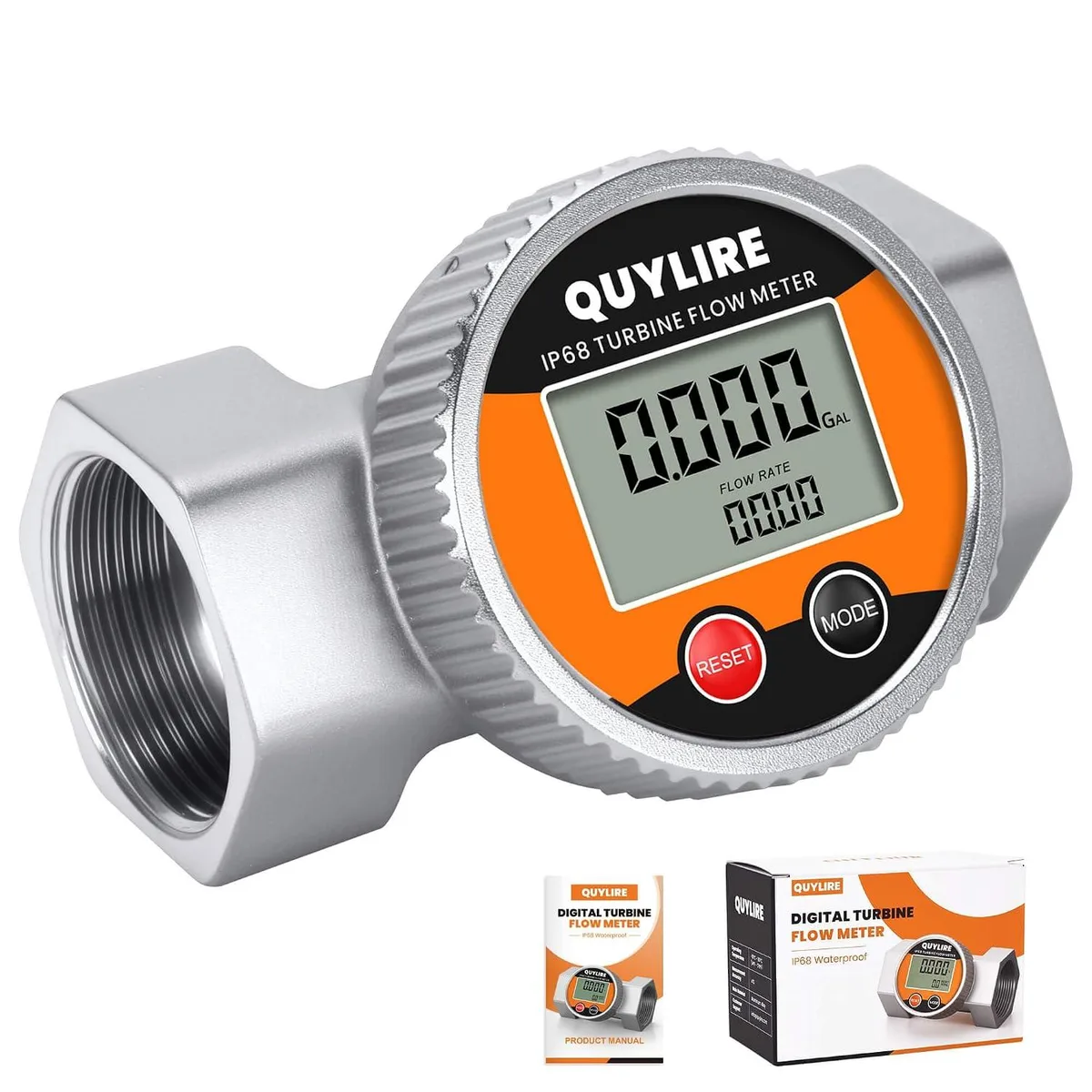 BFKK BFKK 1.5 Inch Flow Meter Waterproof 360° Screen 10-75 GPM — product photo