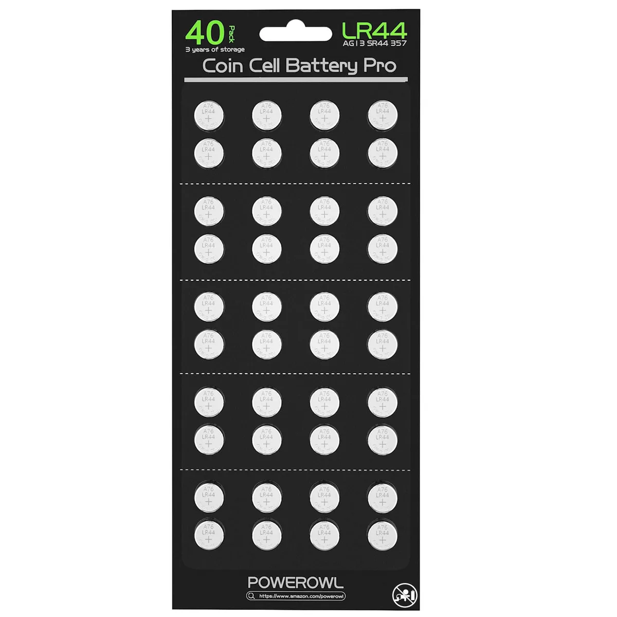 No Sew No Sew LR44 Alkaline Button Cell Batteries 40 Pack 1.55V 130mAh — product photo