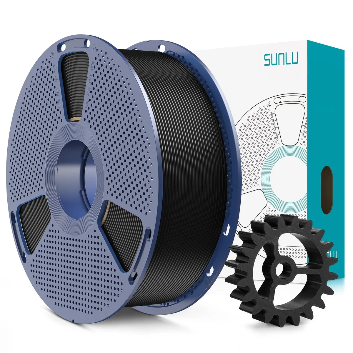 Black 1.75 mm PLA+ 2.0 filament spool, 1 kg, vacuum-sealed