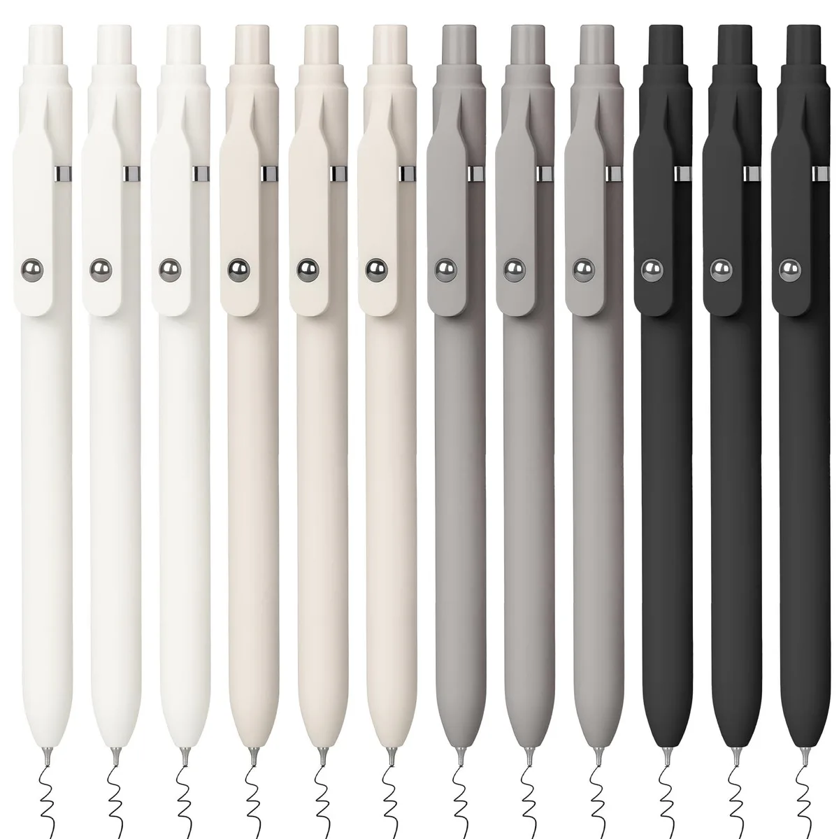 Box of twelve blue retractable gel pens with leather finish and 0.7 mm tips