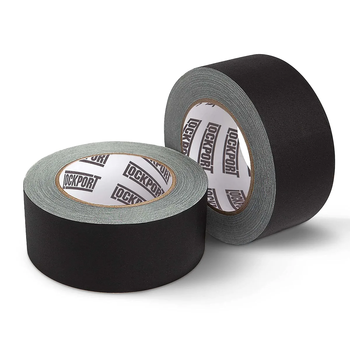 Two matte black cloth tape rolls, two inches wide, thirty yards each