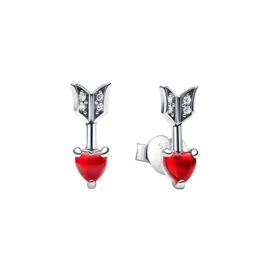 PANDORA PANDORA Arrow &amp; Murano Glass Heart Stud Earrings — product photo