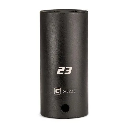 Capri Tools 23 mm deep impact socket, 1/2 inch drive, dark phosphate finish
