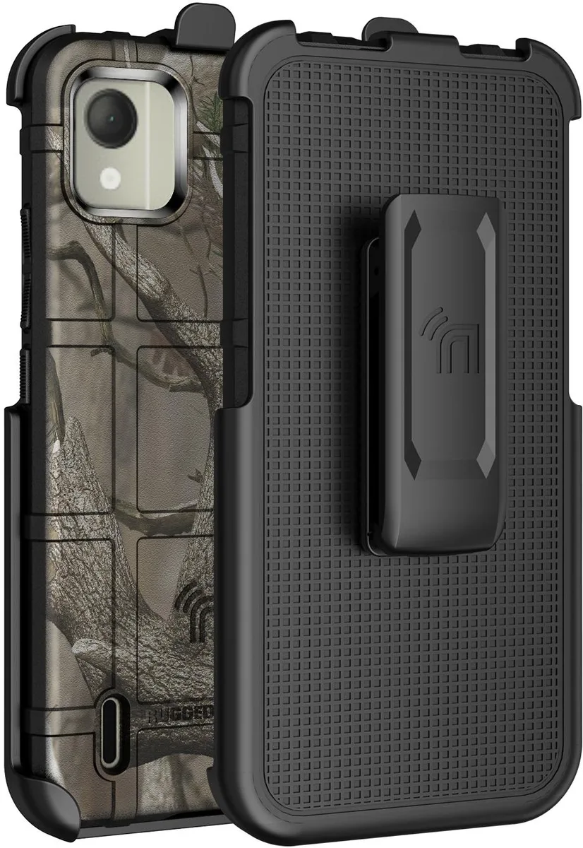 Nakedcellphone Nakedcellphone Special Ops Rugged Shield Case &amp; Holster for Nokia C110/N156DL Camo Tree 13-position clip — product photo