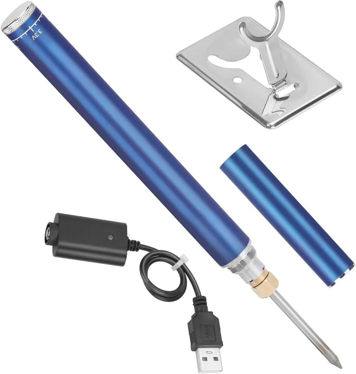Cordless soldering iron pen with built-in battery and voltage knob