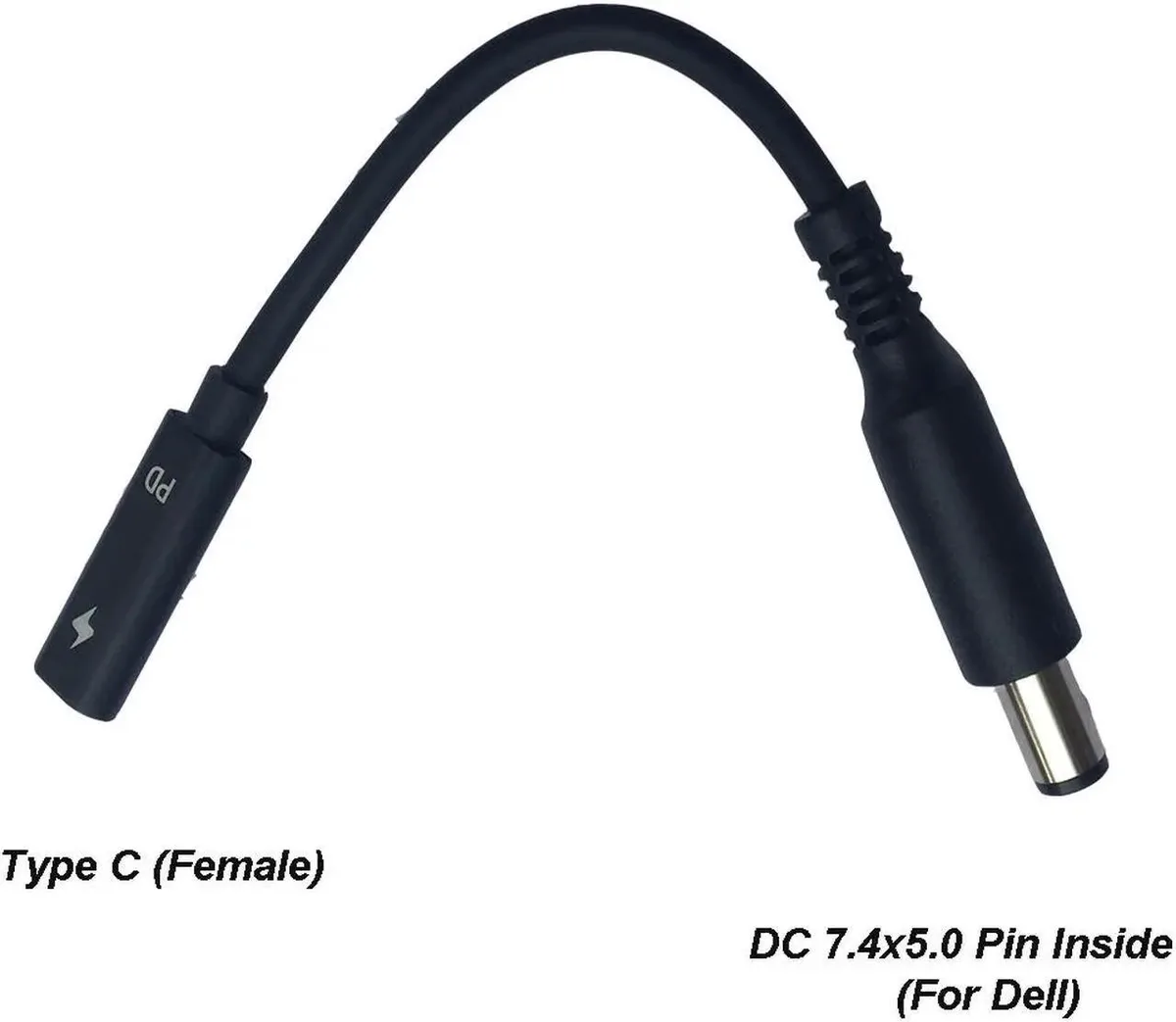 Lirealar Lirealar USB-C Female to Dell 7.4x5.0mm DC Tip PD Converter Cable computer power adapter cord — product photo