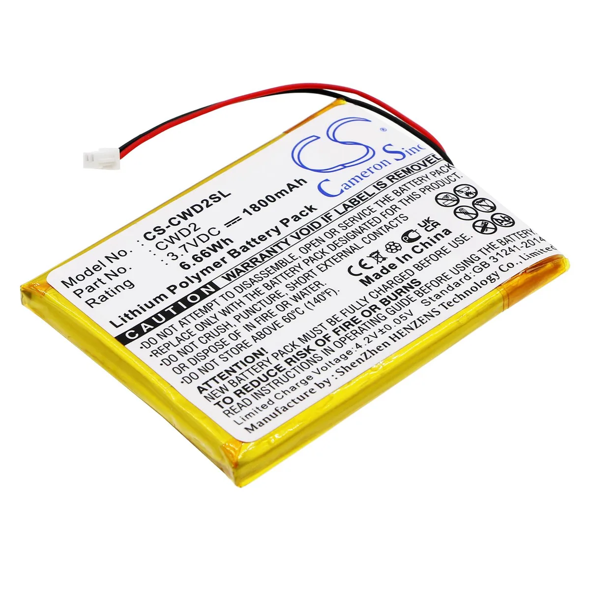 Cameron &amp; Co Cameron &amp; Co DS-CS-CWD2SL 3.7V 1800mAh Li-ion Battery — product photo