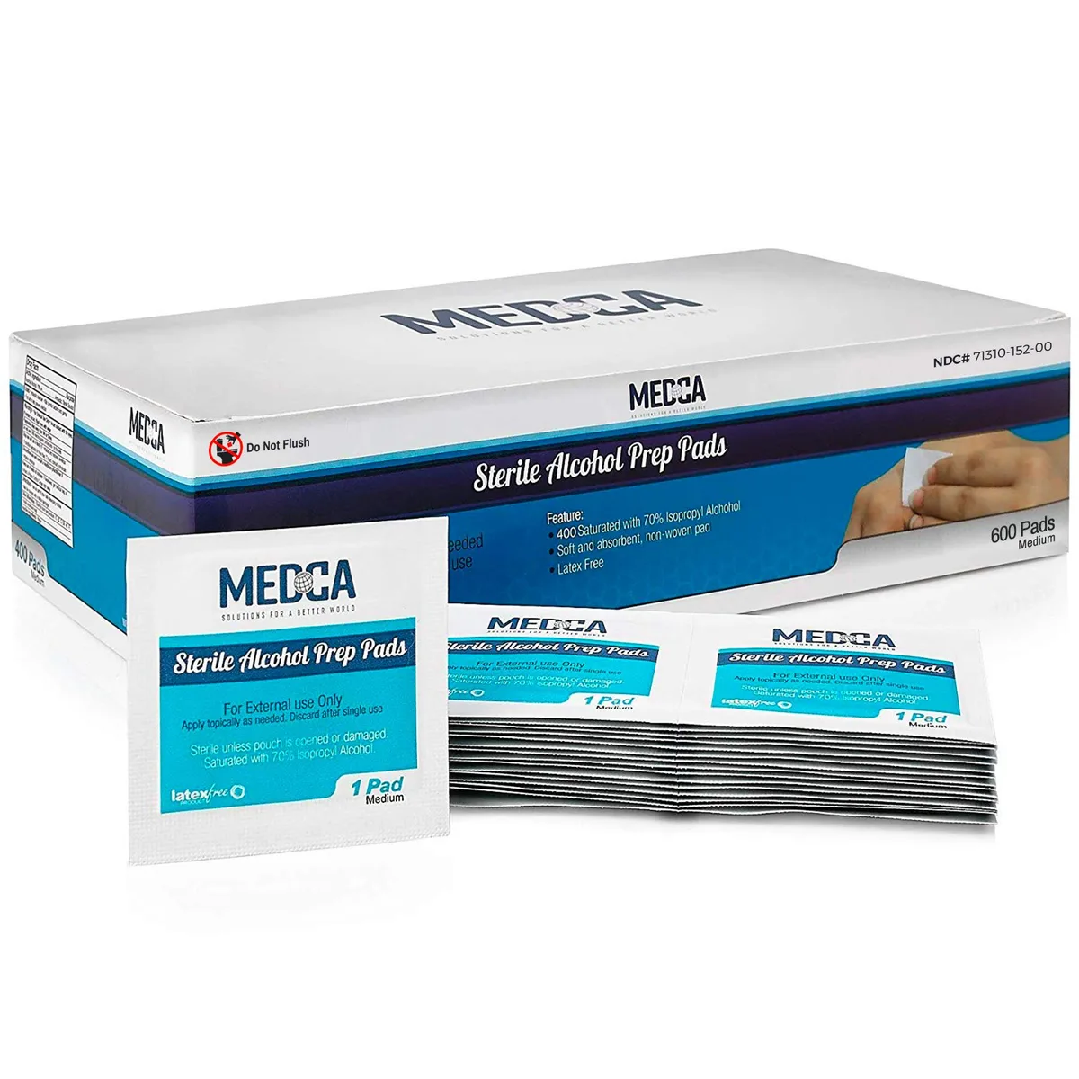 MEDca MEDca Alcohol Prep Pads 600 Count 70% Isopropyl First Aid — product photo