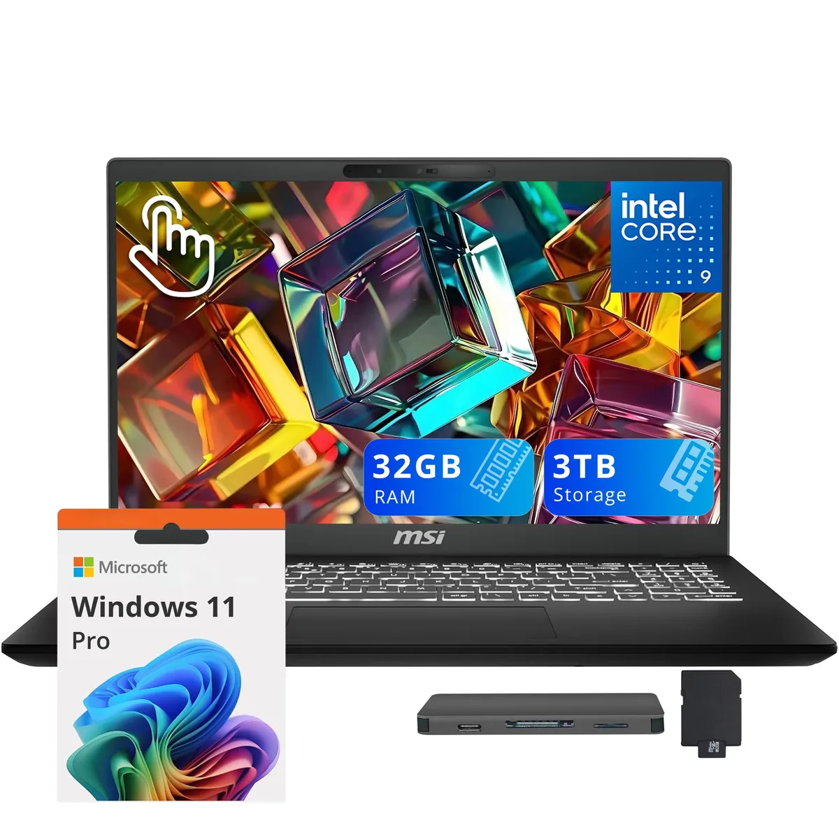 MSI MSI Modern 15 15.6" FHD Touchscreen Intel Core 9 270H 32GB 2TB Win 11 Pro Black — product photo