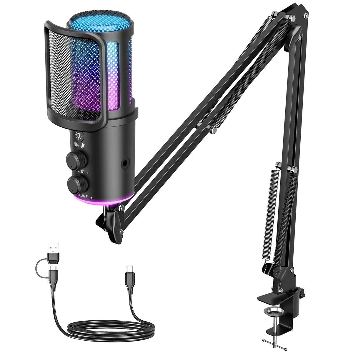  ONIKUMA GAMING M530 Black USB Condenser Microphone with Boom Arm — product photo