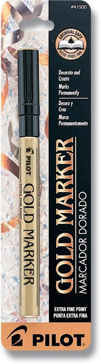 Gold extra fine point marker pen, metallic barrel