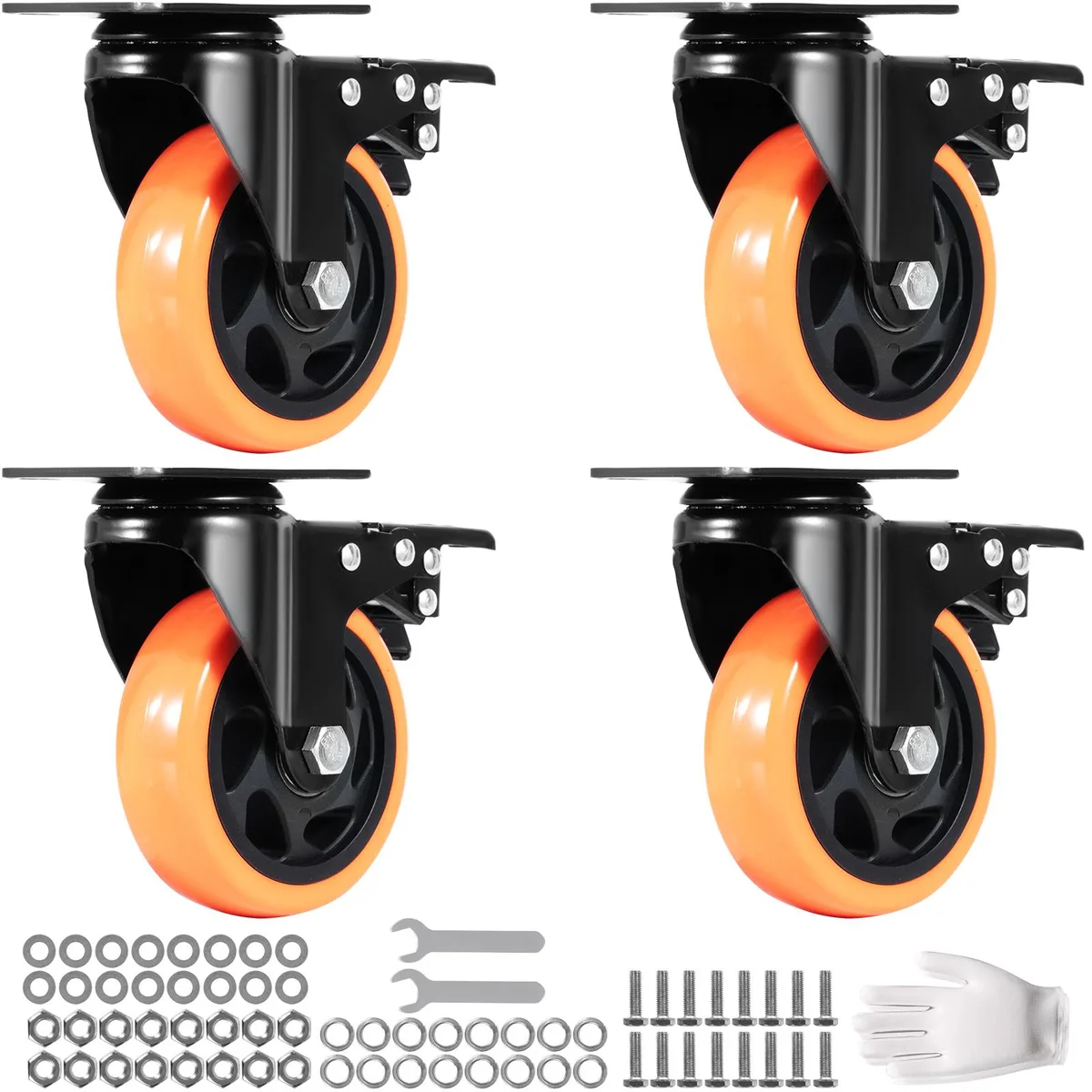 VEVOR VEVOR 4 inch Swivel Plate Casters Set of 4 A/B Lock PVC 350 lb — product photo