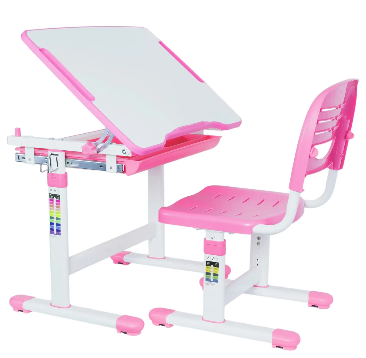 VIVO VIVO Height Adjustable Desk &amp; Chair Play Area Pink 26x19 DESK-V201P — product photo