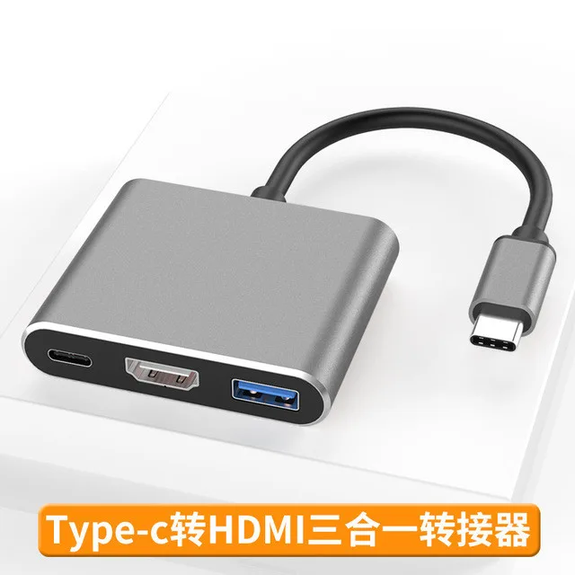 Gray USB-C multiport adapter with HDMI USB 3.0 and USB-C PD 60W ports