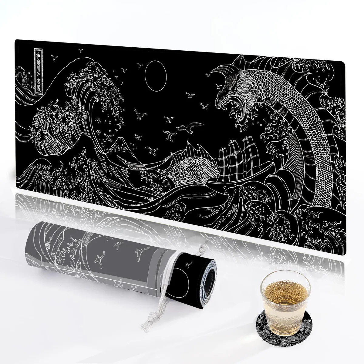  Keychron KuZaiALi Kanagawa Wave Mouse Pad 31.5x11.8 Inch 2mm Black — product photo