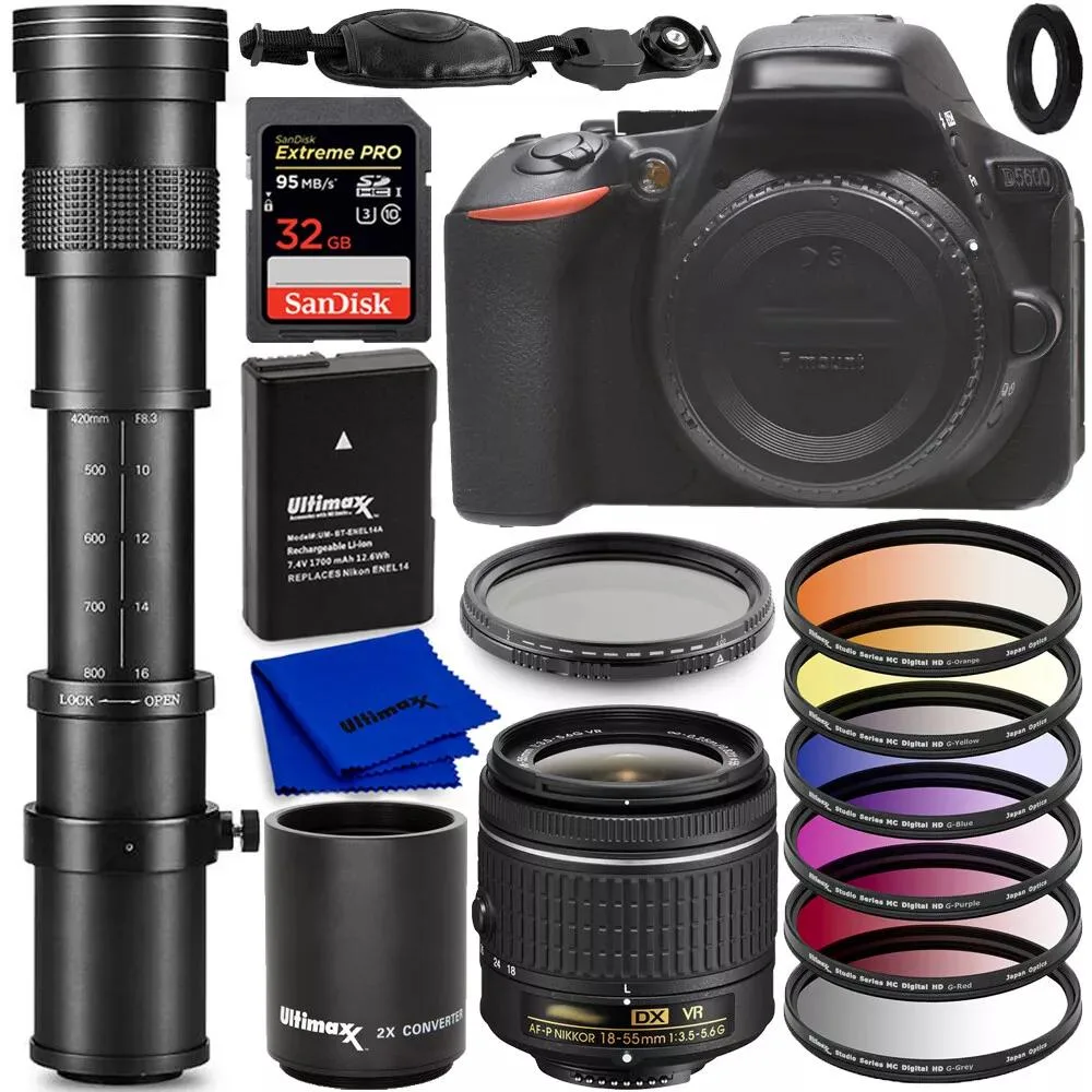 Nikon Global Nikon D5600 DSLR with 18-55mm VR Lens + 420-800mm Lens Bundle — product photo