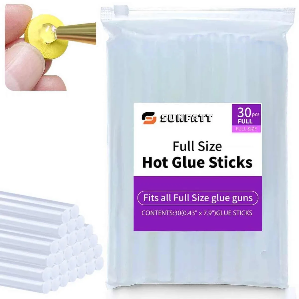  SUNFATT jiaotiao02 Hot Glue Sticks 30 Pcs 7.9" x 0.43 — product photo