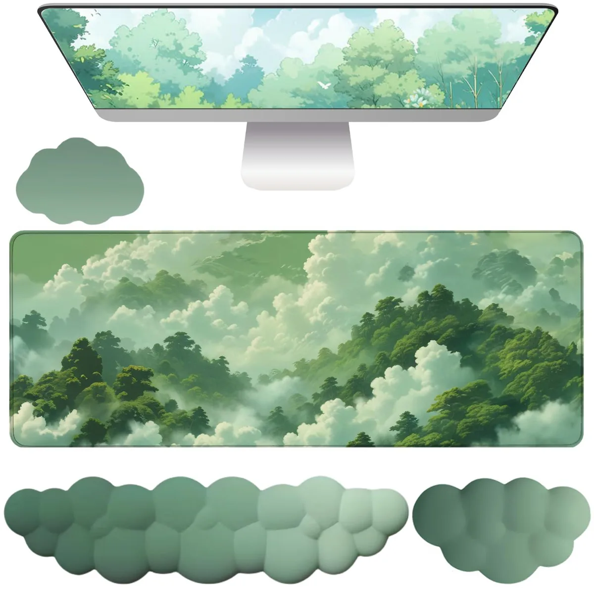 WFCYGL sky mouse pad set 4PCS Green 16 in x 4 in x .1 in — product photo