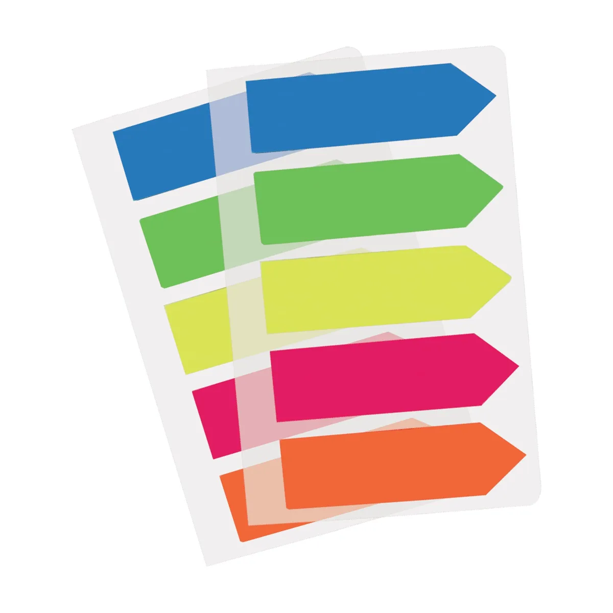 Transparent arrow flags in assorted colours inside a clip-on holder
