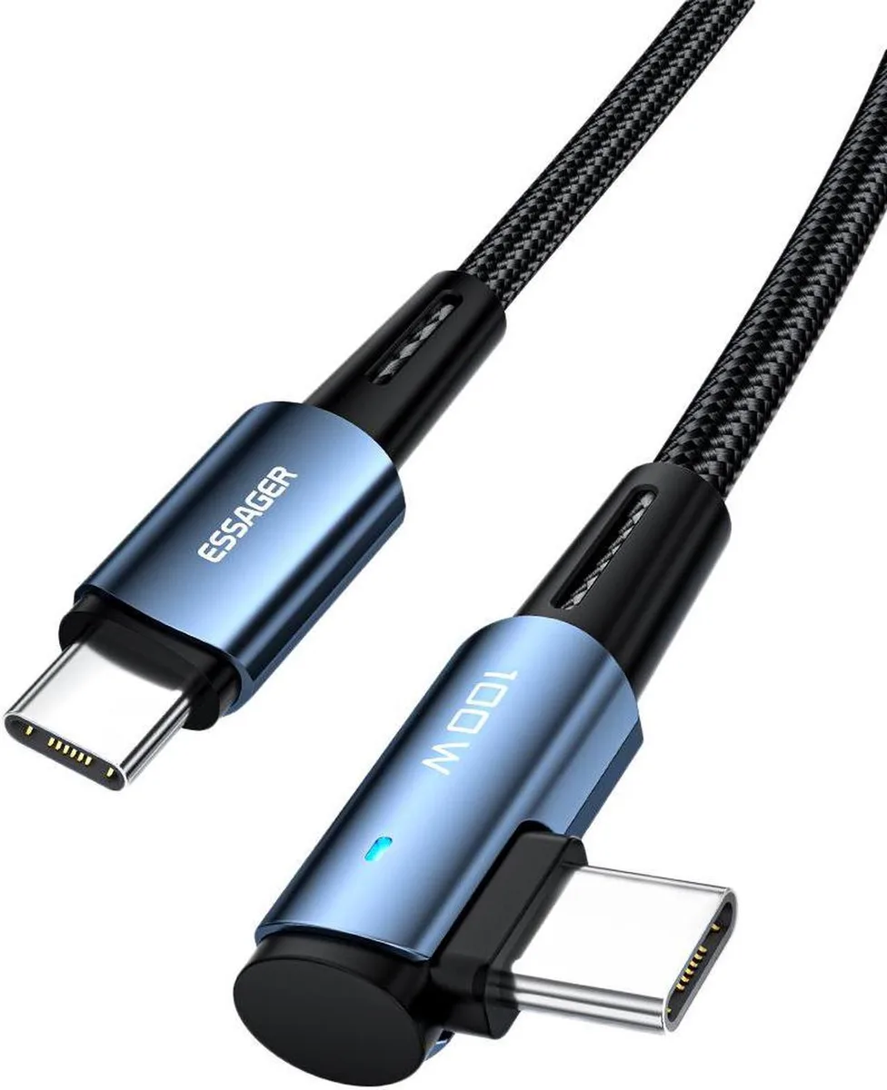 Aomoproing Aomoproing USB C cable 3.3ft right angle 100W 480Mbps blue — product photo