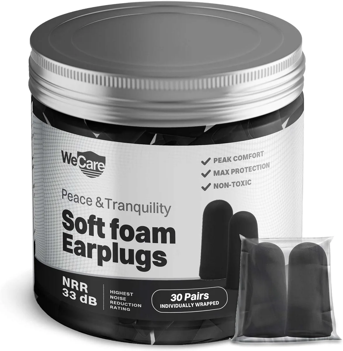 WeCare WeCare Earplugs 30 Pairs NRR 33dB Black — product photo
