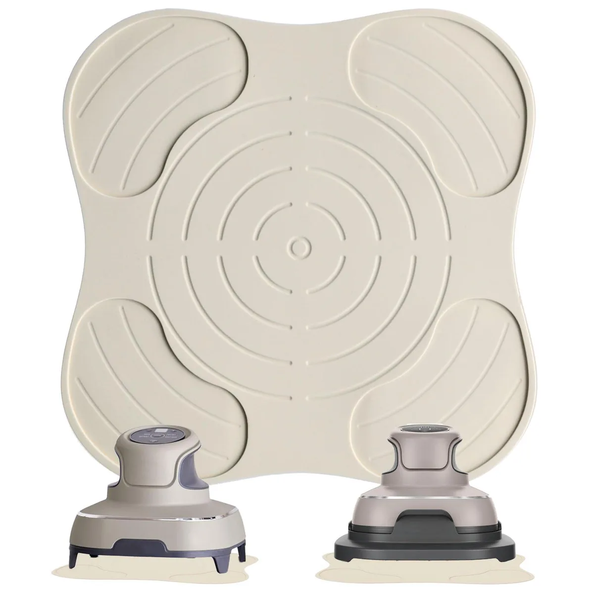 Blue silicone trivet with ring stripes and corner grooves for Ninja Crispi