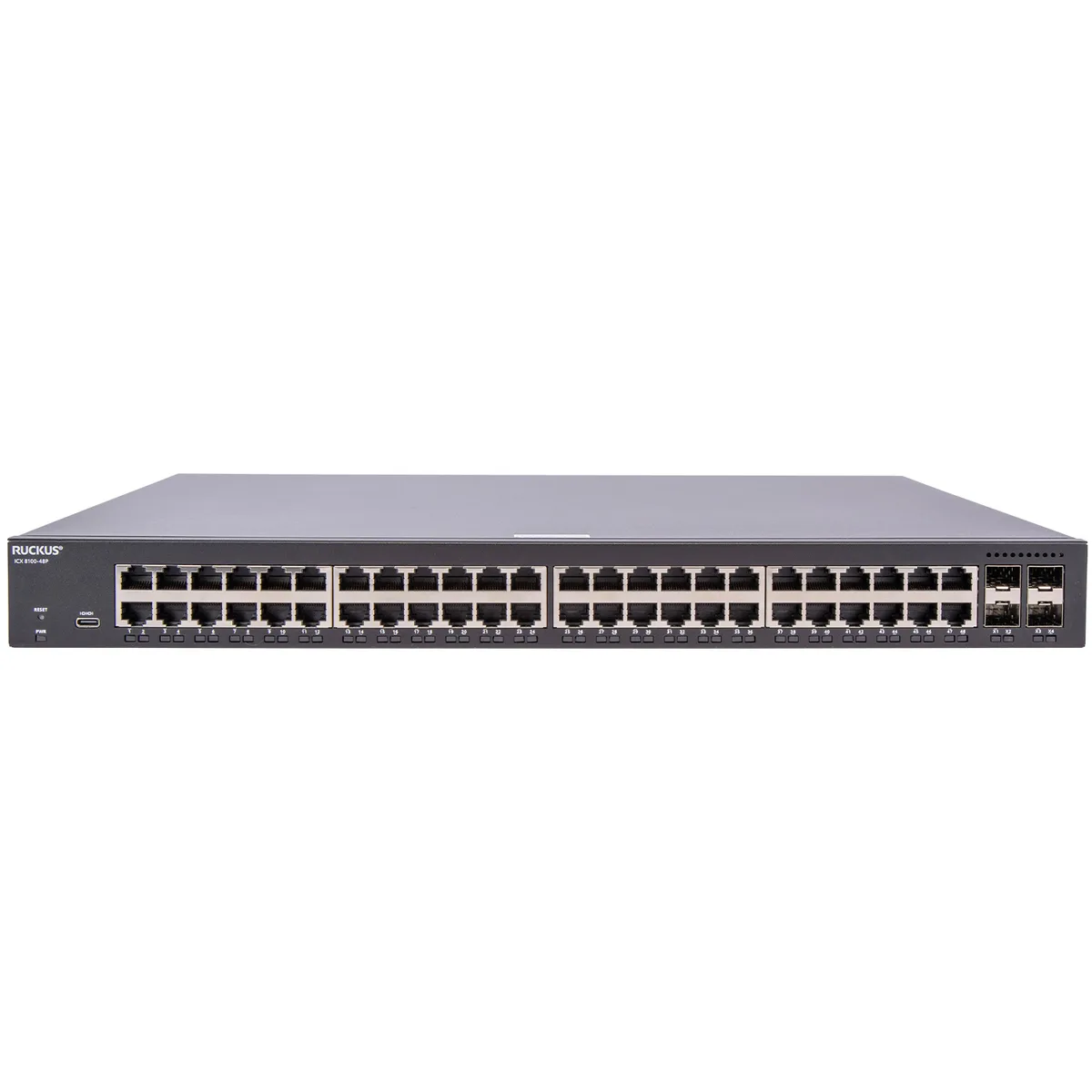RUCKUS WIRELESS RUCKUS WIRELESS ICX8100-48P-X 48-port PoE+ network switch with 4x 10GbE SFP+ uplinks — product photo