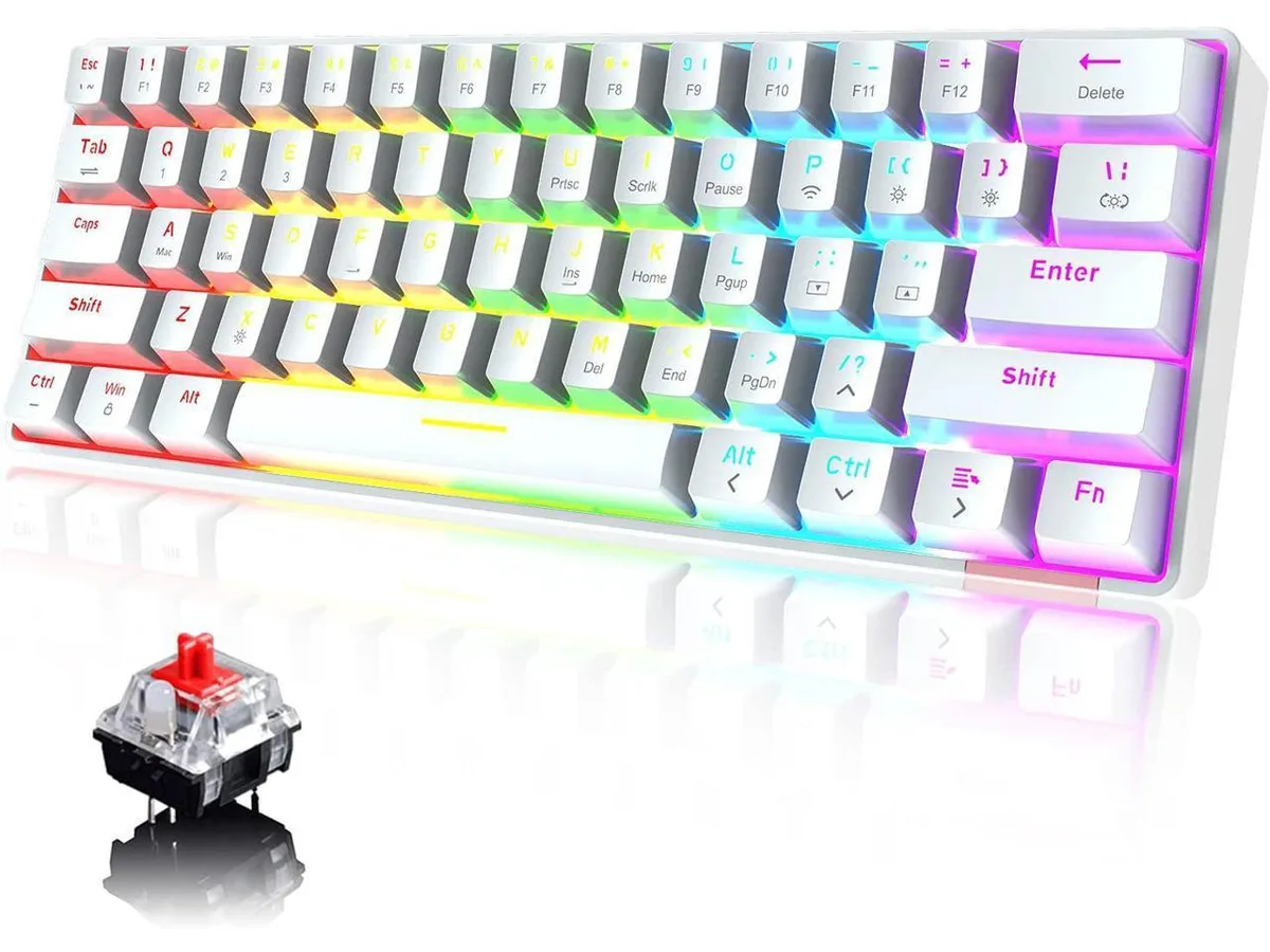 KEHIPI KEHIPI 60% Wireless Mechanical Gaming Keyboard White 61 Key Bluetooth 5.0 — product photo