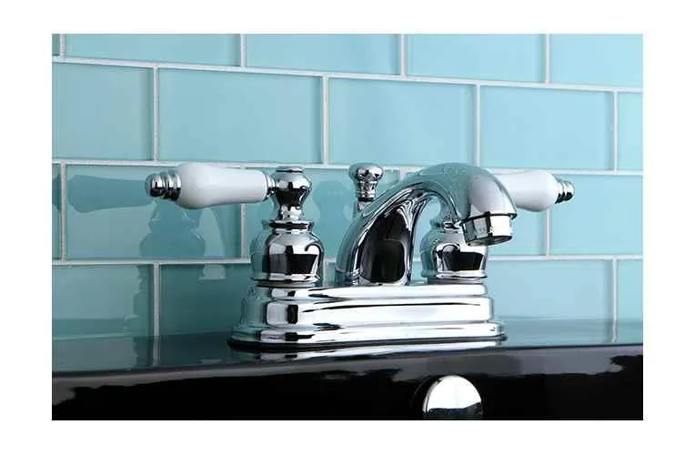 Two-handle centreset lavatory faucet in polished chrome