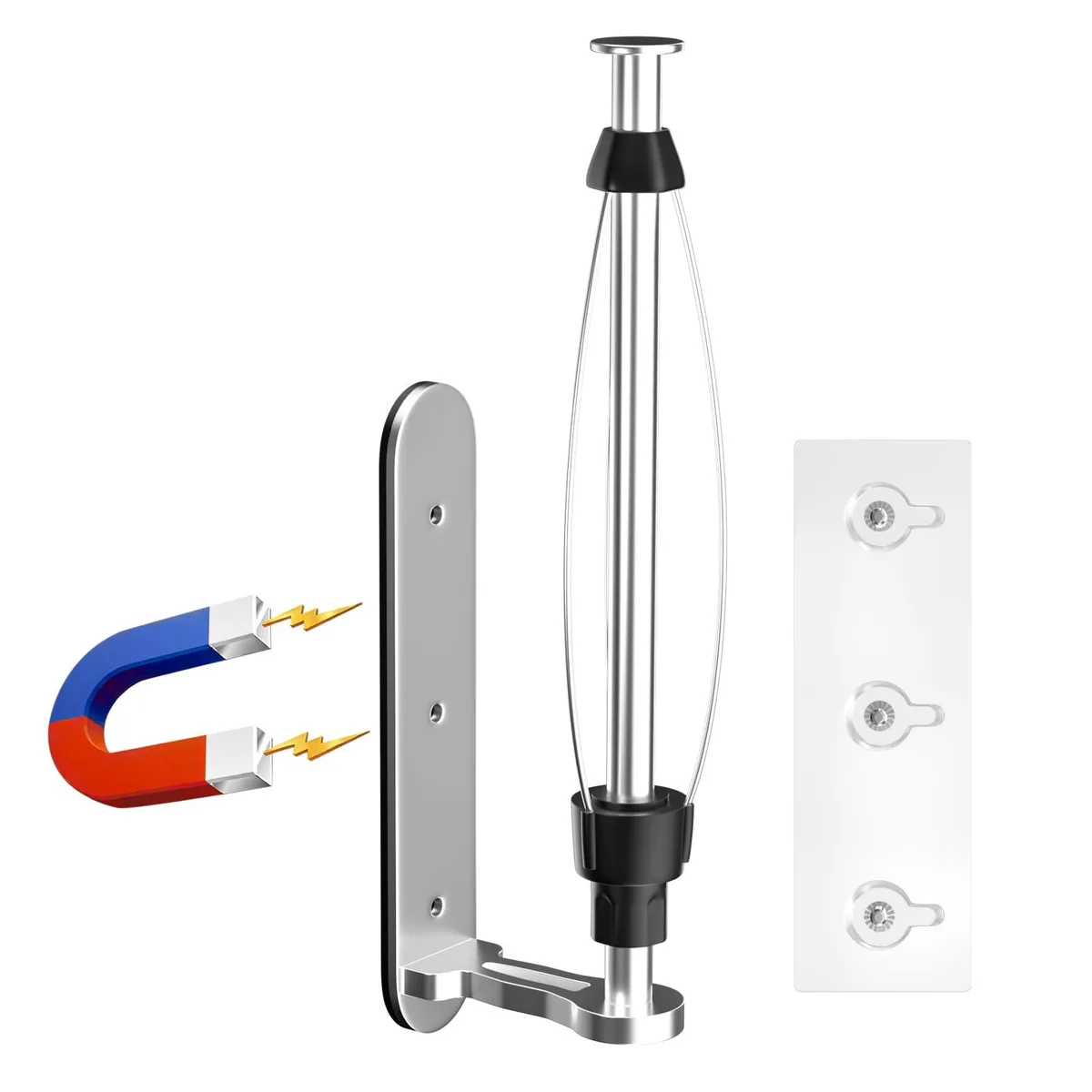 Silver magnetic paper towel holder with ratchet mechanism for one-hand tearing