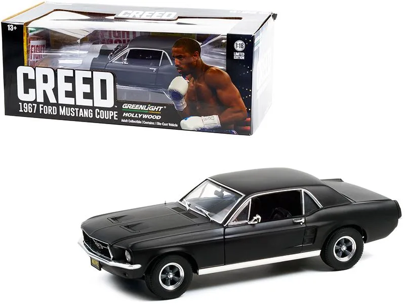 GREENLIGHT GREENLIGHT 1967 Ford Mustang Coupe Matt Black Creed 1/18 Diecast Vehicle 13611 — product photo