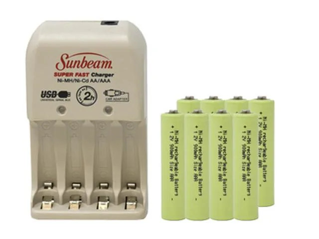 DUSLAN DUSLAN BC-0903 standard battery charger with 8 AAA 900 mAh NiMH batteries — product photo