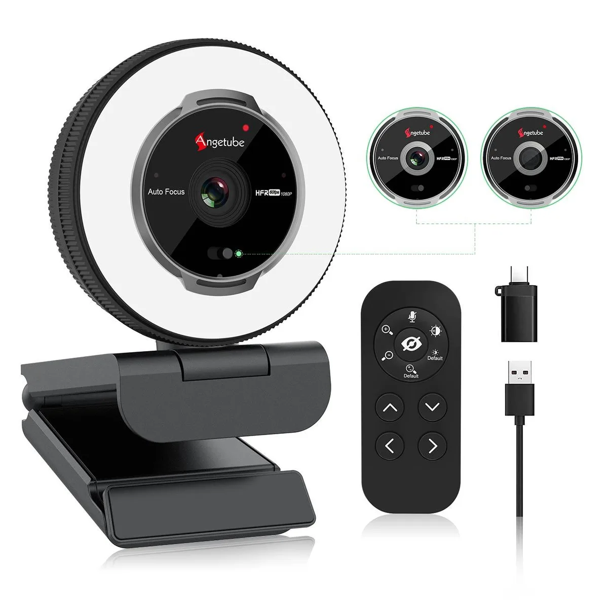 Angetube Angetube 862Pro Webcam 1080p 60fps Ring Light Remote — product photo
