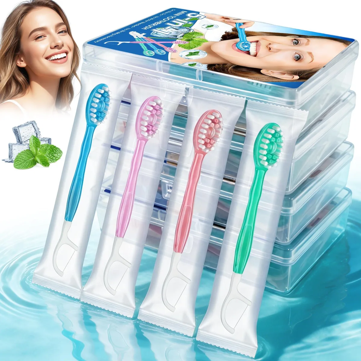 White disposable toothbrushes in four boxes, forty total