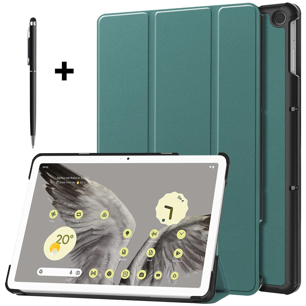 Dark green folio case for 11 inch 2023 tablet with tri-fold stand cover