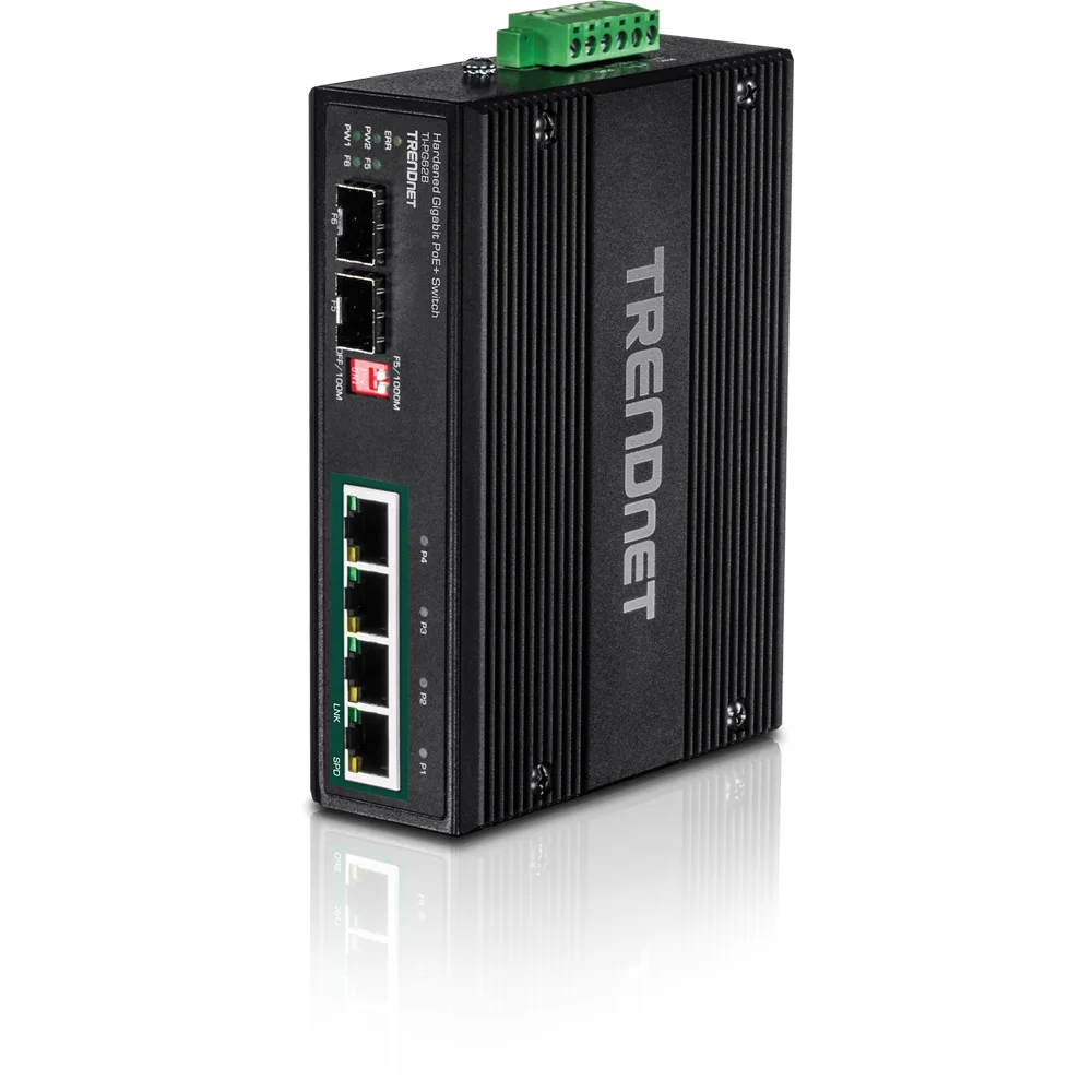 TRENDnet TRENDnet TI-PG62B 6-port industrial PoE+ network switch — product photo